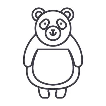 Cute panda vector line icon, sign, illustration on background, editable strok Stock Illustration
