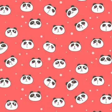 Cute Panda Vector Pattern Background. Fun Doodle. Handmade Vector Illustration. Stock Illustration