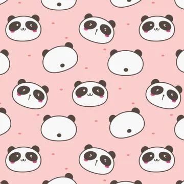 Cute Panda Vector Pattern Background. Fun Doodle. Handmade Vector Illustration. Stock Illustration