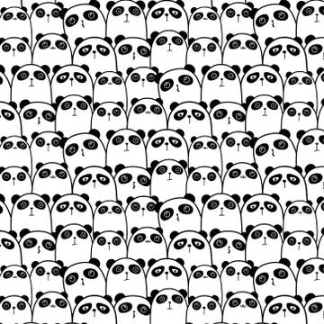 Cute Panda Vector Pattern Background. Vector Illustration. Illustrazione stock