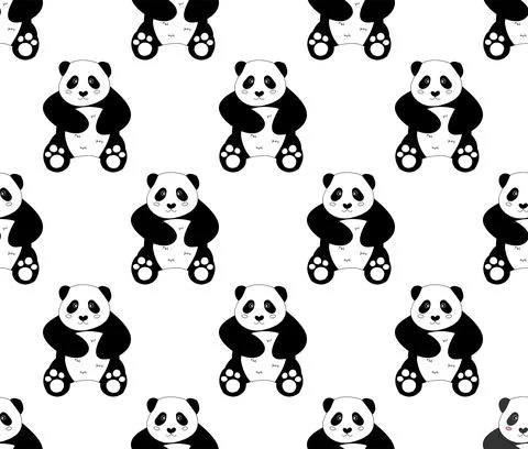 Cute Panda on White Background Stock Illustration