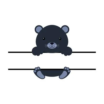 Cute panther split monogram. Funny cartoon character for shirt, scrapbooking, Stock Illustration