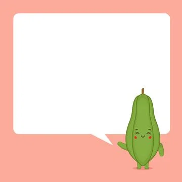 Cute Papaya with Speech Bubbles Stock Illustration