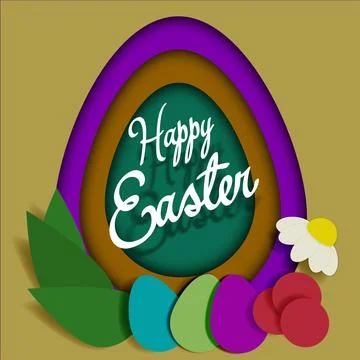 Cute paper card for easter celebration iluustation Stock Illustration