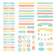 Travel Cute Stickers Template Set Bundle Of Camping Journey Sea