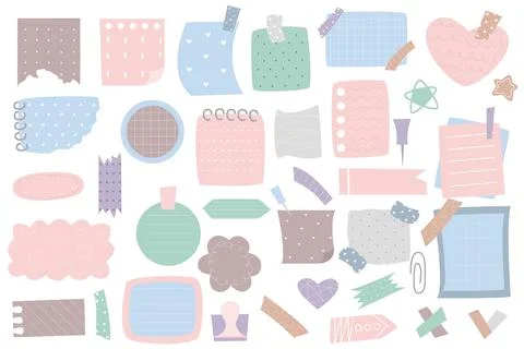 Cute paper notes in doodle sketch style Stock Illustration