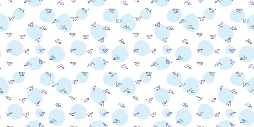 Cute paper plane seamless repeat pattern vector background Stock Illustration