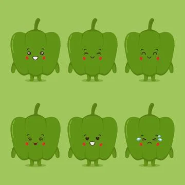 Cute Paprica with Various Expression Stock Illustration