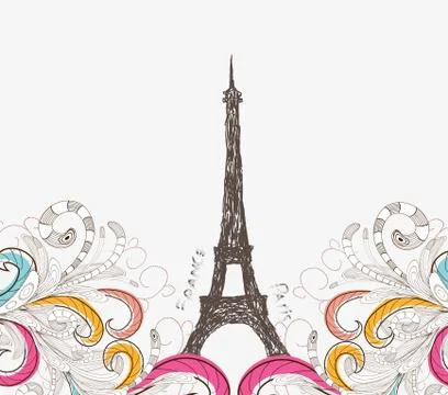Cute Paris doodle Stock Illustration