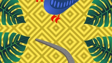 Cute parrot jumping on a tree branch. Vivid exotic bird clip Stock Footage 125198414