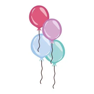 Cute party balloons objects design Stock Illustration
