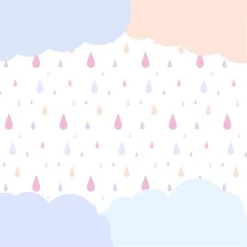 Cute pastel cloudy and rain falling background. Stock Illustration