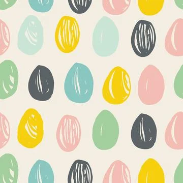 Cute pastel Easter Eggs collection seamless pattern background Stock Illustration