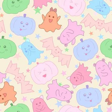 Cute Pastel Halloween pattern vector background design Stock Illustration