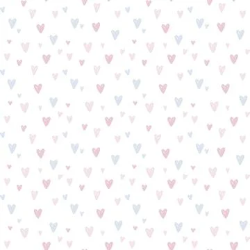 Cute Pastel Hearts Seamless Vector Pattern in Romantic Style. Background for  스톡 일러스트
