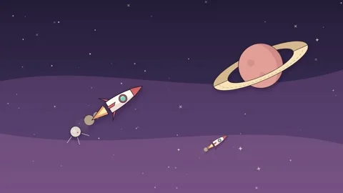 Cute Pastel Outer Space Animation Loop for Kids Content and Science Projects Video stock 347263288