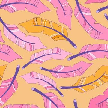 Cute pastel pattern. Seamless texture with feathers Stock Illustration