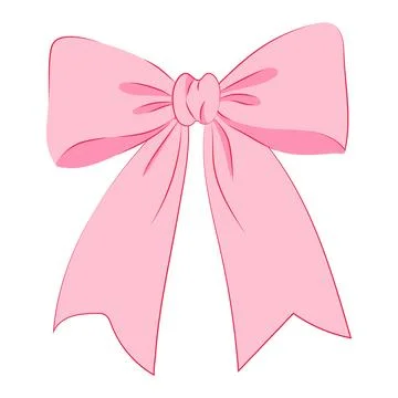 Cute Pastel Pink Bow with Long Ribbon Tails Illustrazione stock