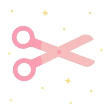 Cute pastel pink scissors vector illustration isolated on white background Illustrazione stock