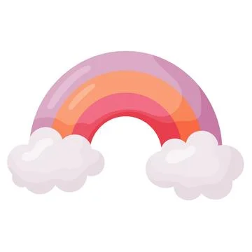 Cute Pastel Rainbow Flat Style Vector Illustration Stock Illustration