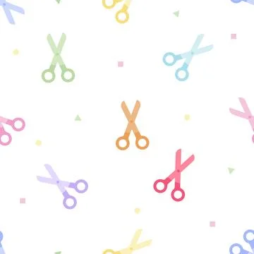 Cute pastel scissors seamless pattern isolated on white background Illustrazione stock