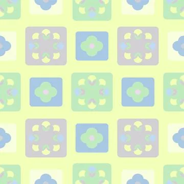 Cute Pastel Shades Vector Repeatable Pattern In Lilacs, green And Lemon With  イラスト素材