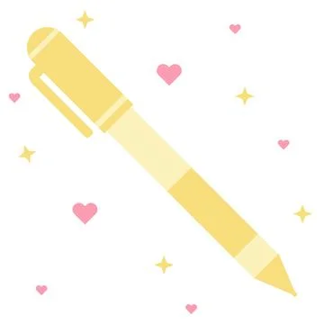 Cute pastel yellow pen vector illustration isolated on white background Ilustração Stock