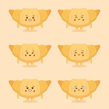 Cute Pastry Characters with Expression Stock Illustration