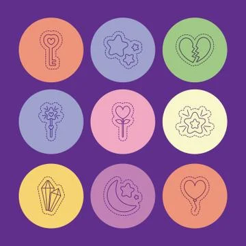 Cute patchesicon set vector design Illustrazione stock