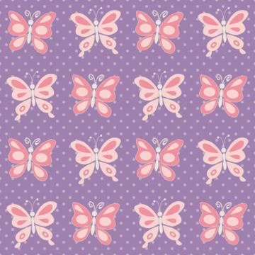 Cute pattern with abstract butterflies Stock Illustration