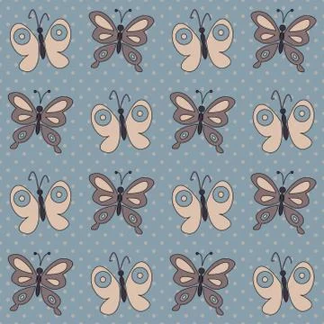 Cute pattern with abstract butterflies Illustrazione stock