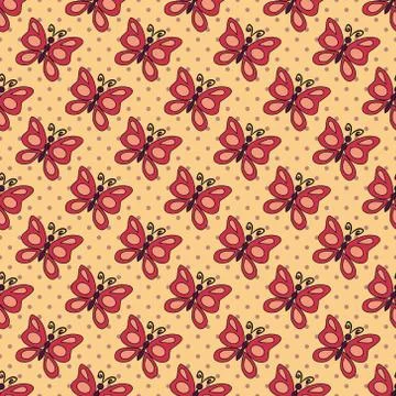 Cute pattern with abstract butterflies Stock Illustration