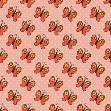 Cute pattern with abstract butterflies Illustrazione stock