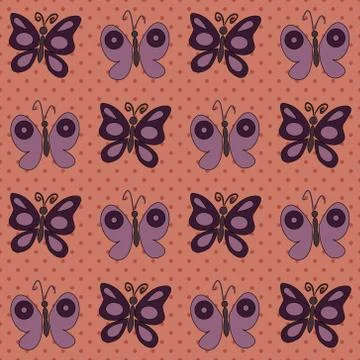 Cute pattern with abstract butterflies Stock Illustration