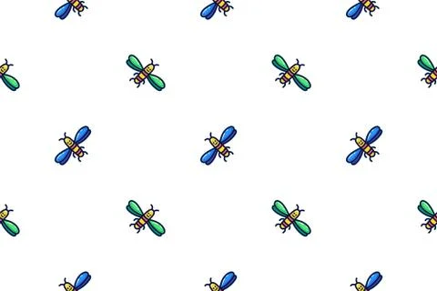 Cute pattern of bees in doodle style. 스톡 일러스트
