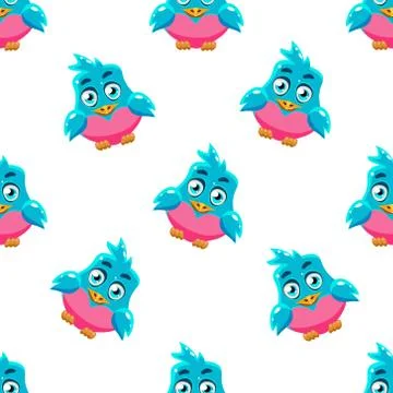 Cute Pattern With Blue Bird Stock Illustration