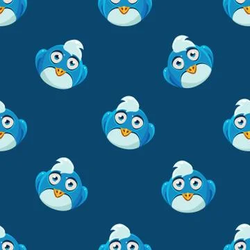 Cute Pattern With Blue Bird Stock Illustration