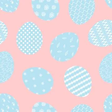 Cute pattern with blue eggs on pink for Easter Stock Illustration