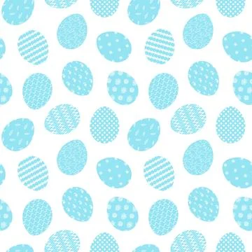 Cute pattern with blue eggs on white for Easter Stock Illustration