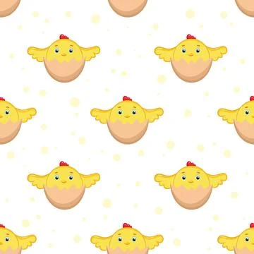 Cute pattern with a chicken in an egg. Stock Illustration