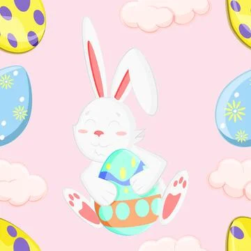 Cute pattern for easter celebrations with a cute bunny Stock Illustration