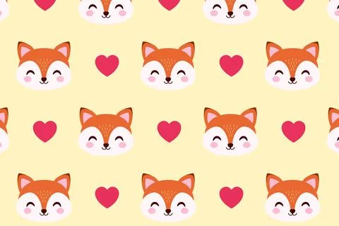 Cute pattern with foxes and hearts. Vector illustration 스톡 일러스트