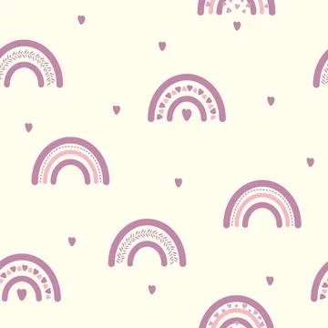 Cute pattern with rainbows and hearts Stockillustratie