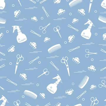 Cute pattern of scissors, combs, hairclip, hairpins and sprayer. For the prov Stockillustratie