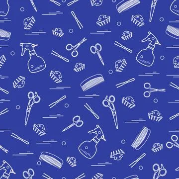 Cute pattern of scissors, combs, hairclip, hairpins and sprayer. For the prov Stockillustratie