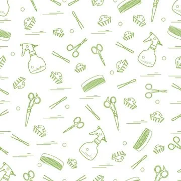 Cute pattern of scissors, combs, hairclip, hairpins and sprayer. For the prov Stockillustratie