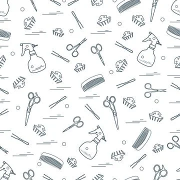 Cute pattern of scissors, combs, hairclip, hairpins and sprayer. For the prov Stockillustratie