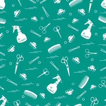 Cute pattern of scissors, combs, hairclip, hairpins and sprayer. For the prov Stockillustratie