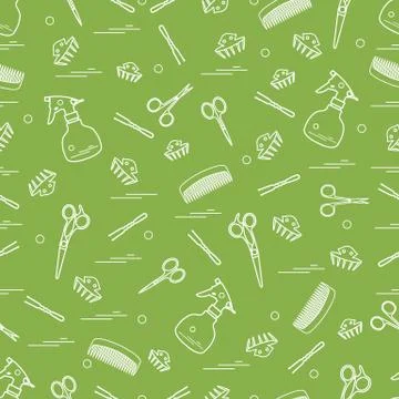 Cute pattern of scissors, combs, hairclip, hairpins and sprayer. For the prov Stockillustratie