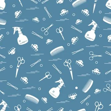 Cute pattern of scissors, combs, hairclip, hairpins and sprayer. For the prov Stockillustratie